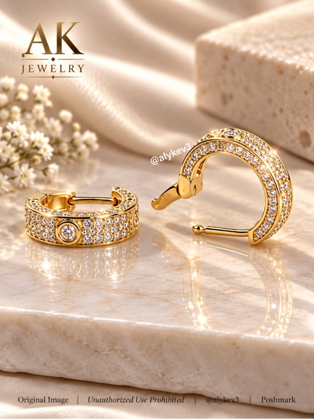 💎LUXURY 18k Gold Small Pavé Diamond Huggie Hoop Earrings | by AK Jewelry™